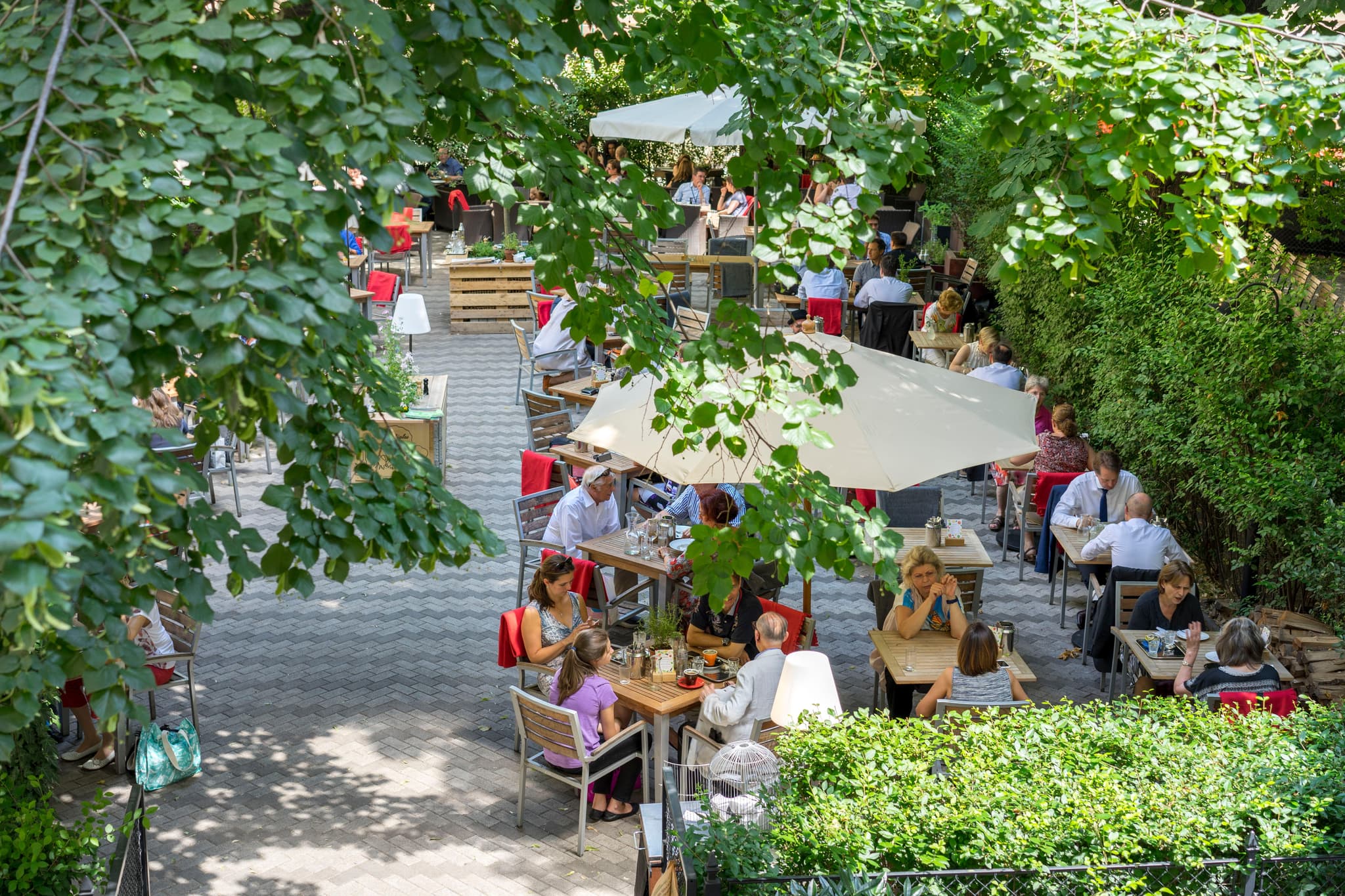 Gastgarten bei Tag - Vogelperspektive